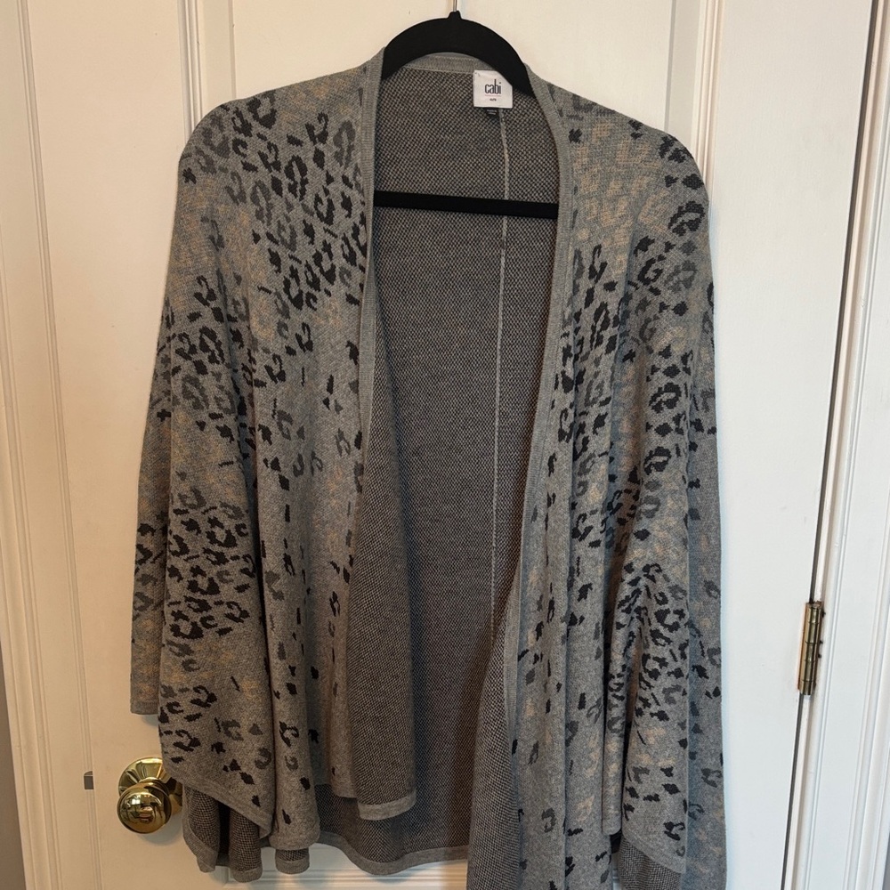 CAbi Gray Leopard Pattern Poncho